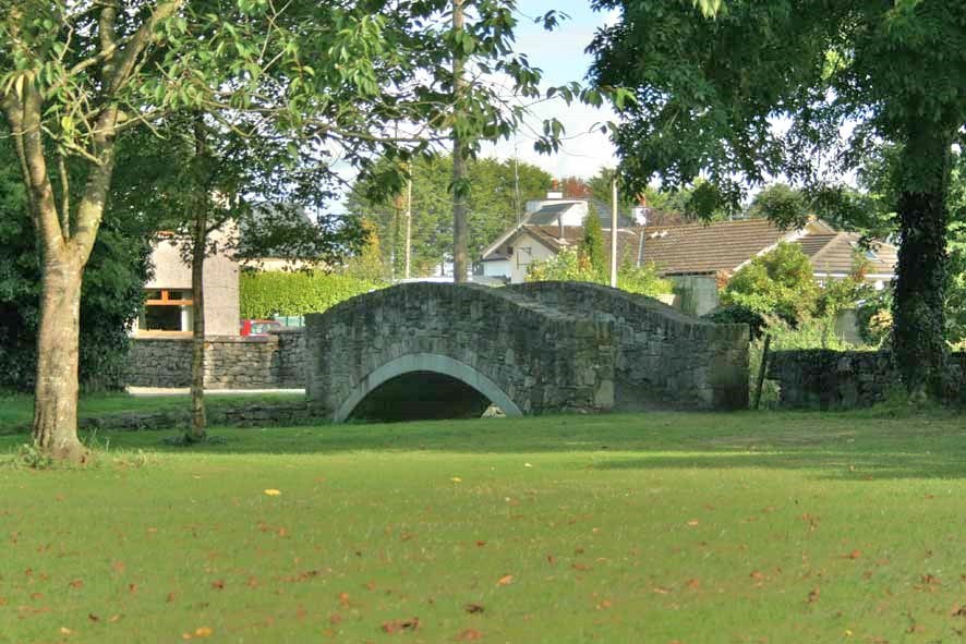 Small stone bridge surrounded by trees and grass in Castlelyons.